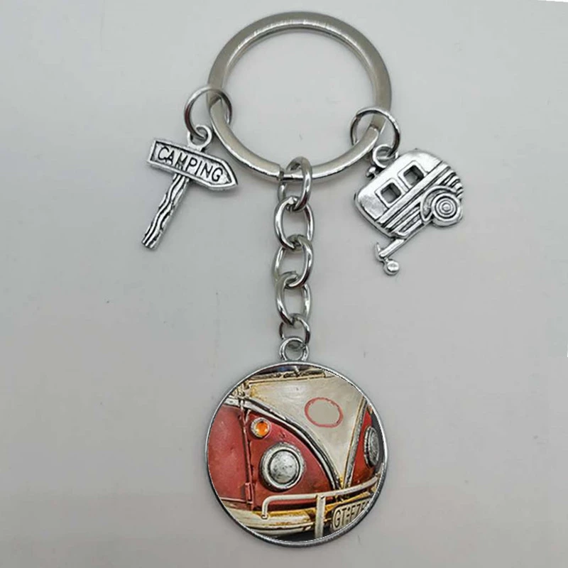 Новинка винтажный брелок для ключей в стиле хиппи с надписью Peace фургон автобус