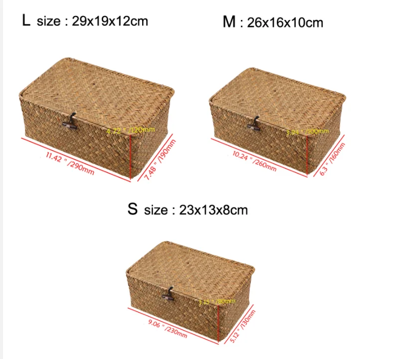 WHISM плетеная корзина для хранения с крышкой из ротанга коробка разного белья