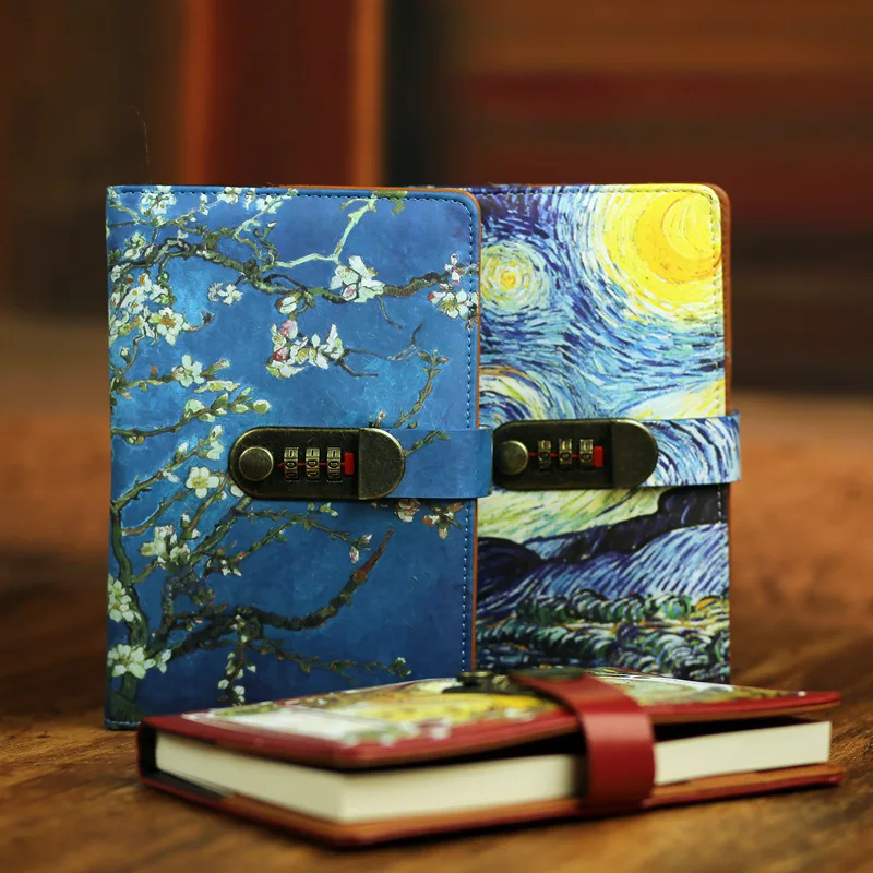 

European style password notebook secret diary notepad school stationery retro thick lock note book