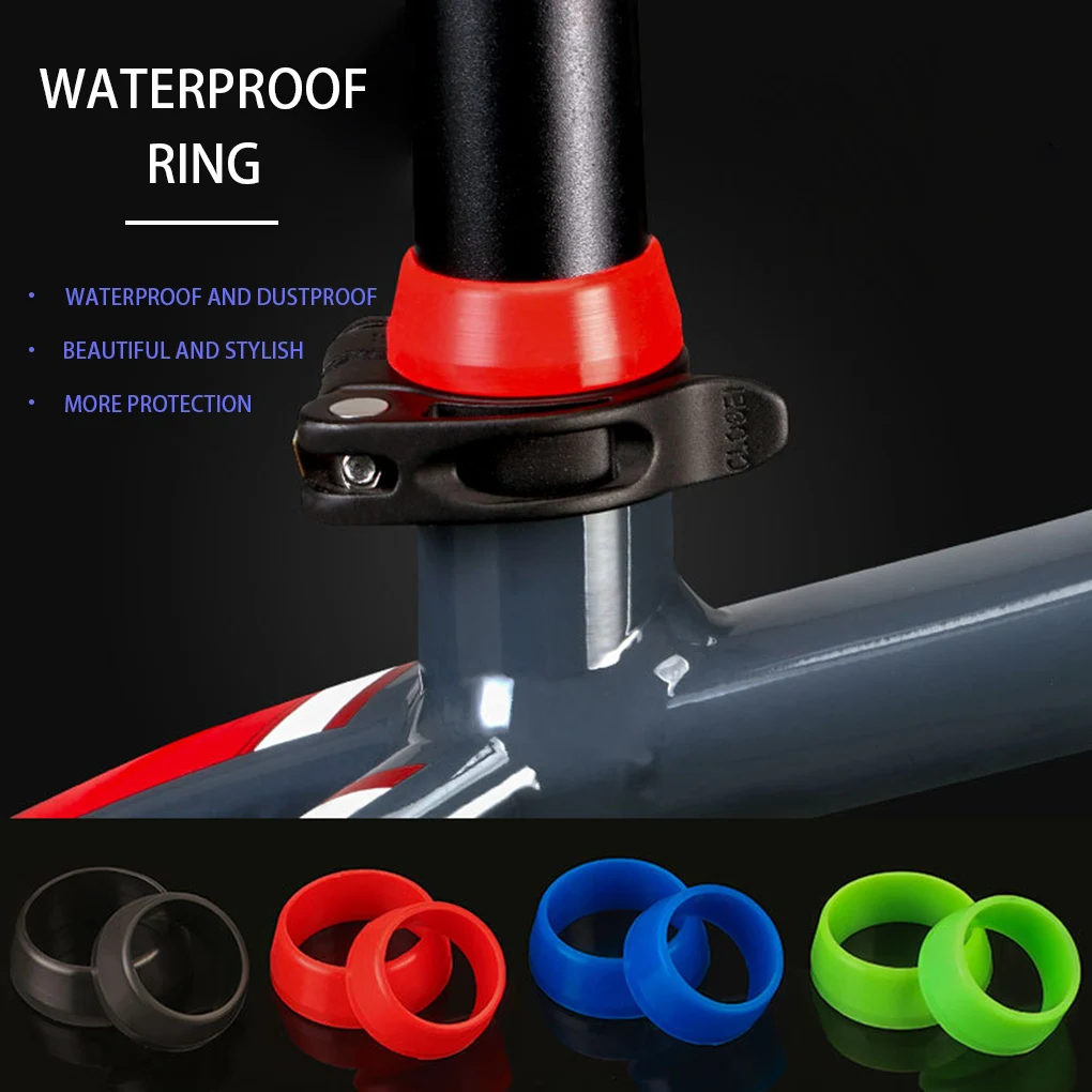 1 pçs bicicleta espigão anel de silicone capa poeira ciclismo silicone à prova dwaterproof água mountain bike selim protetor acessório da bicicleta