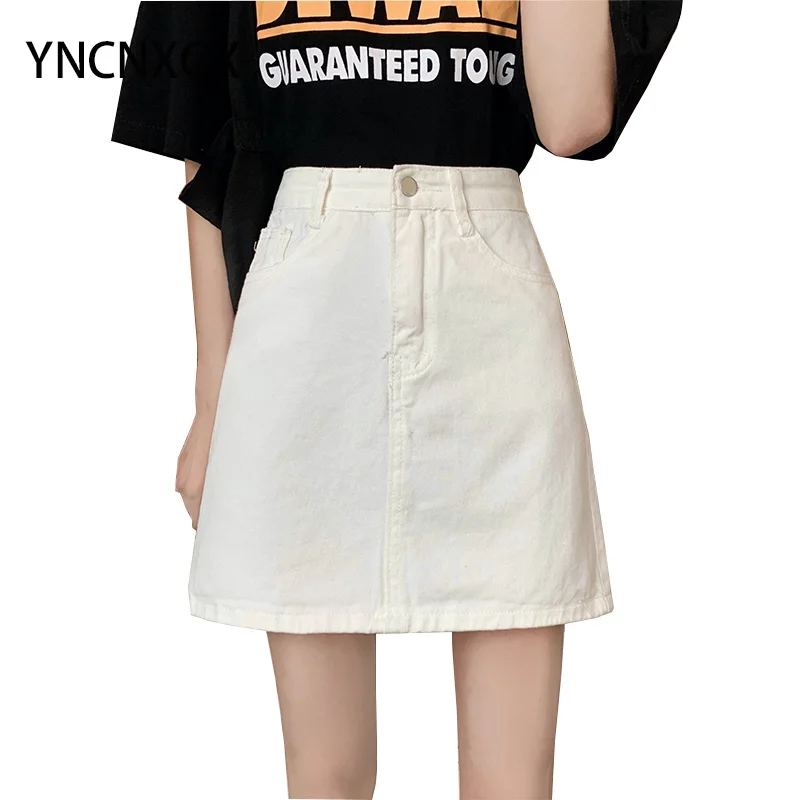 

Women's Skirt High-waisted Mini Skirts Korean Version High Waist Black Denim Short Skirt A-line Bag Hip Skirt Vintage Zevity