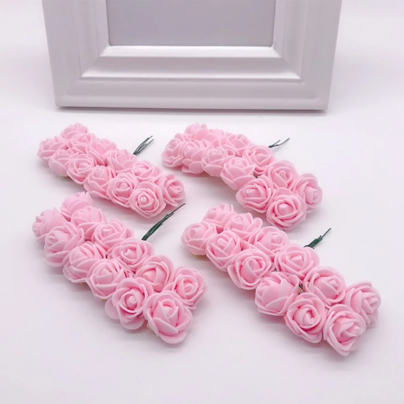 

11XE Mini Realistic Rose Flower Set Colorful DIY Foam Flower Home Decoration Artificial Crafts for House Wall Wedding Decor