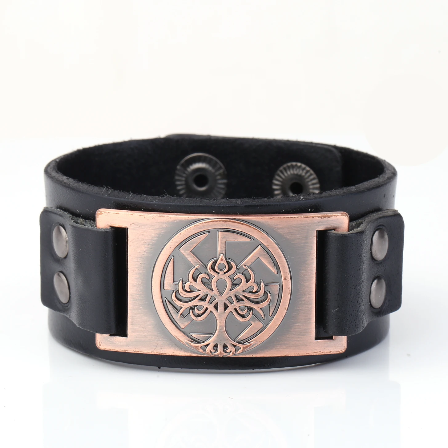 black-copper Skyrim Viking славянский Коловрат мир браслет с деревом для мужчин Древо жизни Yggdrasil солнце колесо языческий амулет ювелирные изделия панк нео-Готика - Окраска металла: black-copper