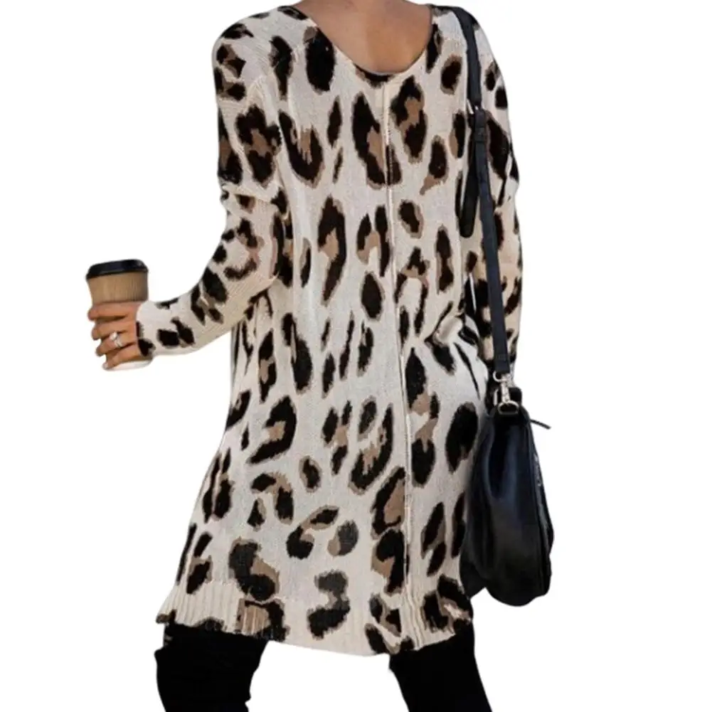 GloryStar Women Long SLeeve Leopard Printed Pullovers Sweaters Wide Shoulders Casual Top for Woman Robe Hiver Femme Kazak | Женская
