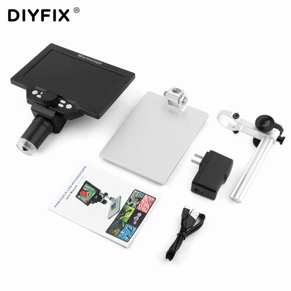 G1200 портативный цифровой микроскоп HD 12MP 1-1200X 7-дюймовый многофункциональный