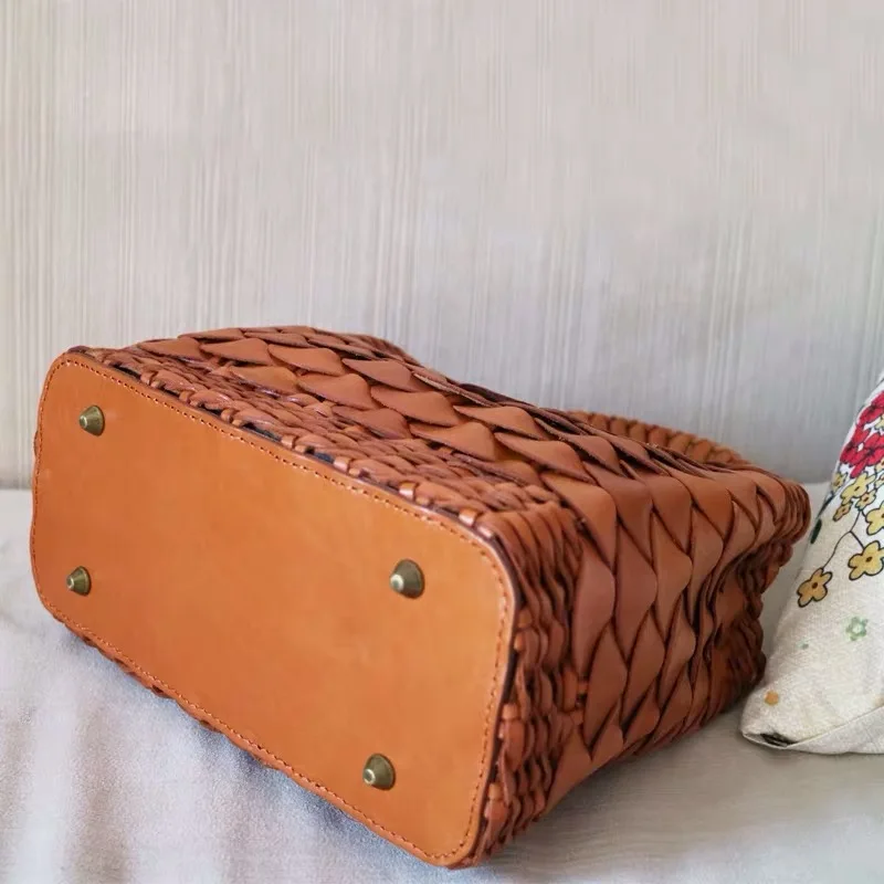Ручная работа, настоящая коровья кожа, Женская Маленькая вязаная сумка, натуральная кожа, женская сумка с верхней ручкой, женская сумка через плечо