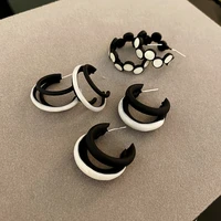 2022 the new geometry c shape earrings south korea fashion simple black white color earrings women jewelry wedding accessories