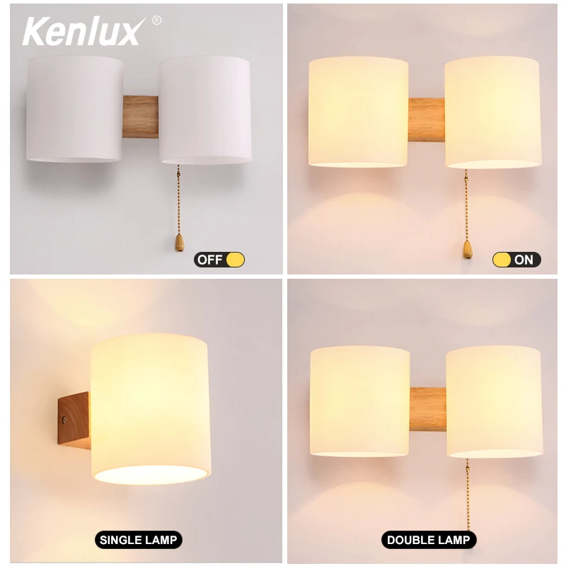 Внутренняя деревянная настенная лампа в скандинавском стиле стеклянный