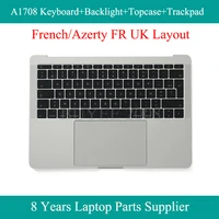 for macbook azerty fr uk version a1708 french keyboard backlight topcase palm rest trackpad touchpad cover space grey silver