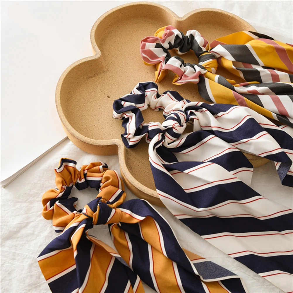 Богемный полосатый круглый УЗЕЛКОВЫЙ резной шарф для волос эластичная резинка