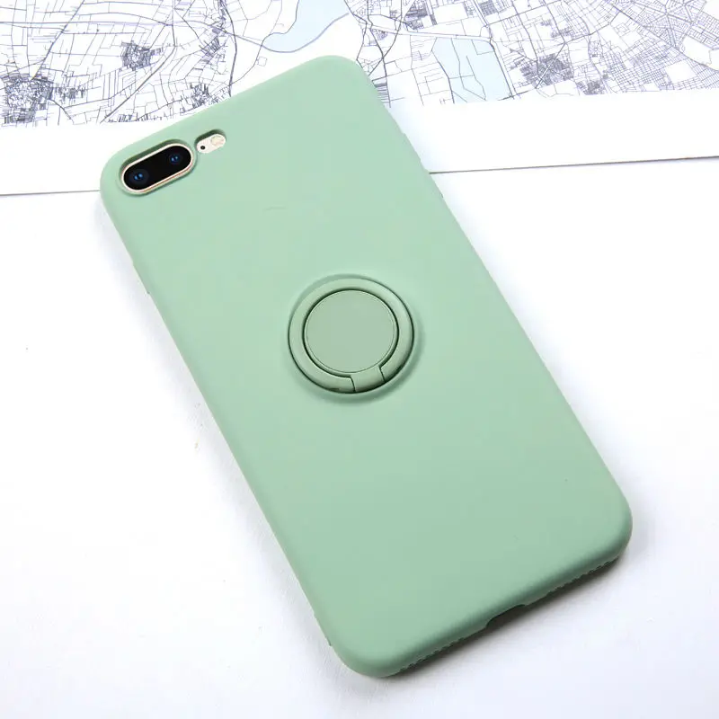 Green Мягкий силиконовый чехол для iPhone XR 11 Pro 6S XS Max XS X R 7 8 6 кольцо держатель подставка противоударный силиконовый чехол для iPhone iPhone11 - Цвет: Green
