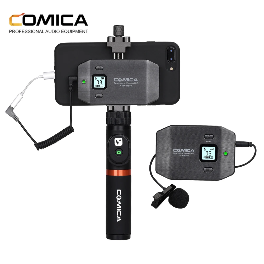 

COMICA CVM-WS50A Professional Wireless System 6-Channels smartphone clamp wireless microphone for Podcast/iPhone X/Android