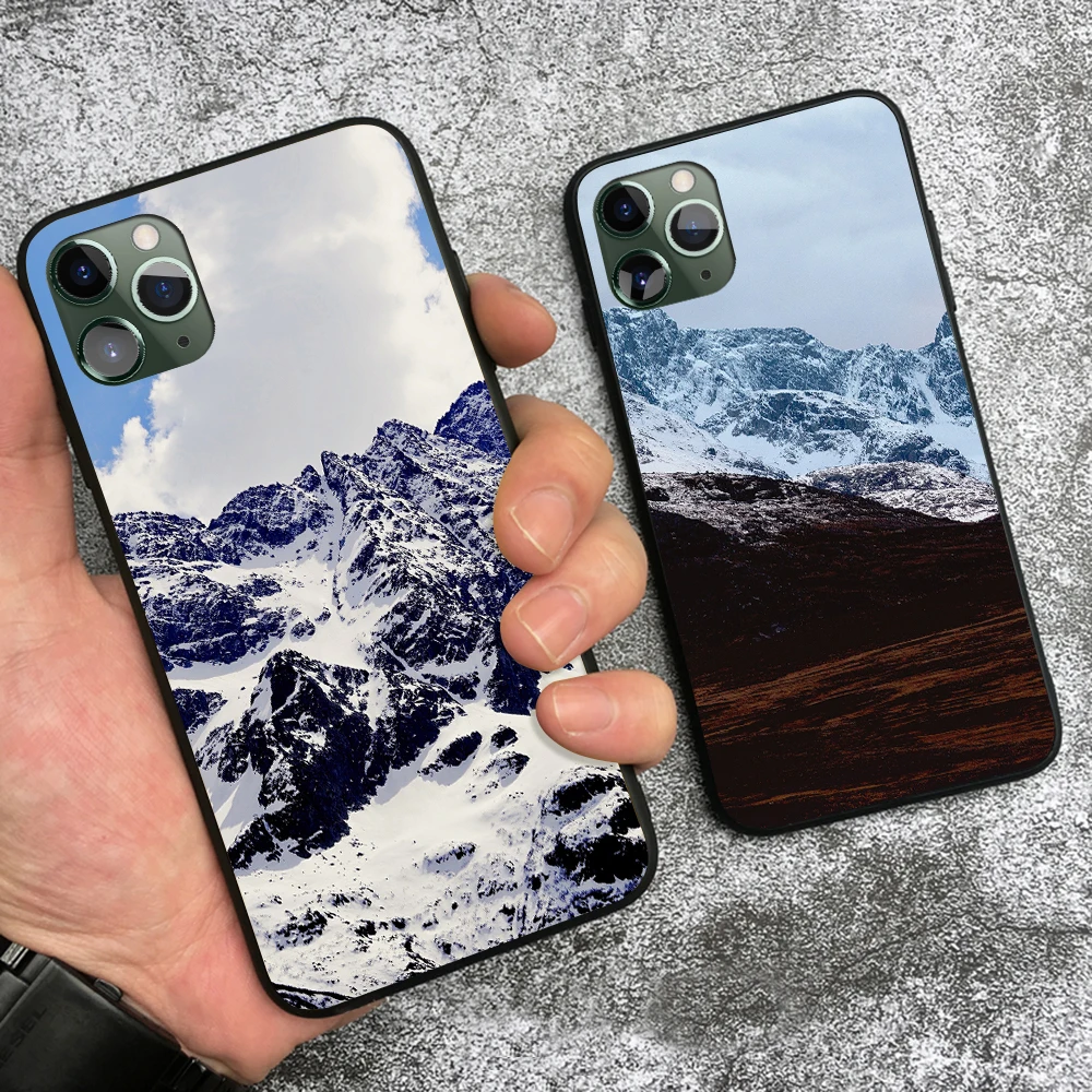 snow mountain landscape view natural scenery soft silicone phone case cover shell for iphone 6 6s 7 8 plus x xr xs 11 pro max free global shipping