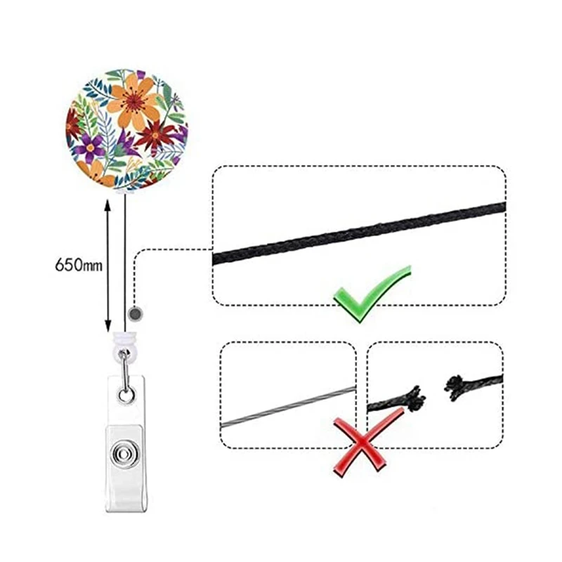 3PCS Badge Reels Retractable Flower Holder with Alligator Clip Id Name Tag Holders for Office Worker Nurses | Канцтовары для офиса