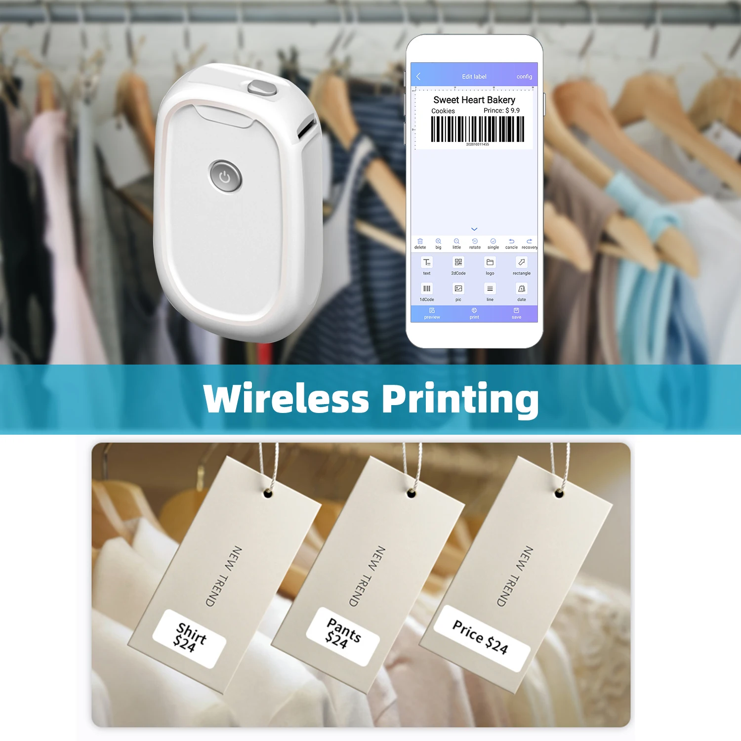 L11 Термальность принтер этикеток Портативный ручная этикетка маркировочная