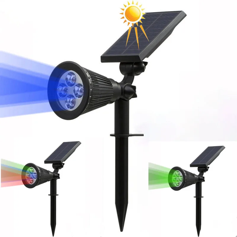 Солнечный светодиодный светильник RGB Цвет меняющийся прожектор сада Ландшафтный