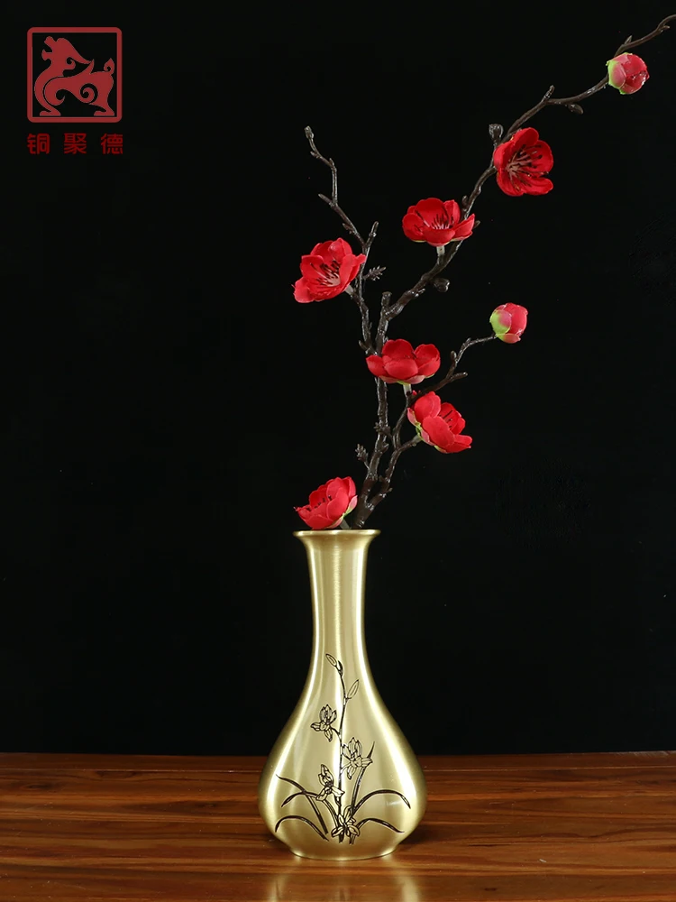 

Luxury Copper Modern Vase Plant Metal Minimalist Dry Flower Vase Gold Flower Pots Living Room Decor Wazony Jarrones Vases BI50VS