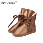 Сапоги женские зимние из натуральной кожи, с мехом, непромокаемые