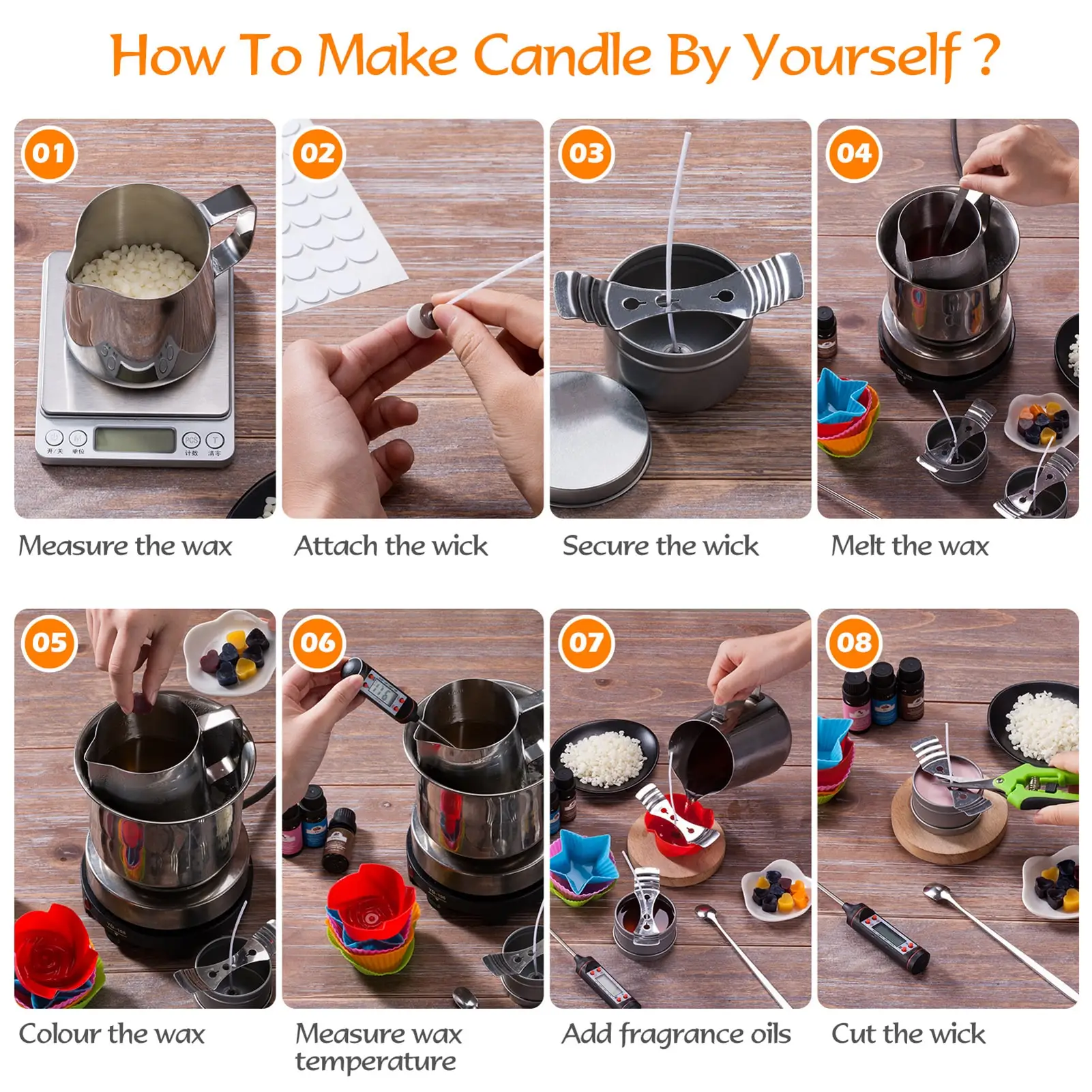 

Candle Making Kit DIY Candle Supplies Gift Set Candle Maker Kit Lead-free Wick Soy Wax For Scented Candle