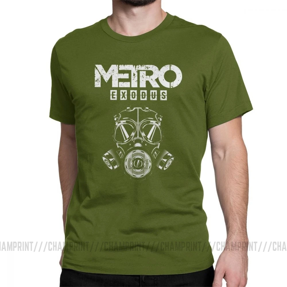 Мужская футболка Metro Exodus, футболки, противогаз, токсичные игры, игры Artyom Haunter, футболки с короткими рукавами, круглый вырез, одежда из чистого хлопка - Цвет: Армейский зеленый