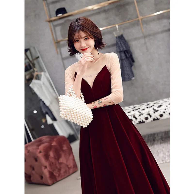 Женское вечернее платье с круглым вырезом It's Yiiya зеленое винтажное рукавами до