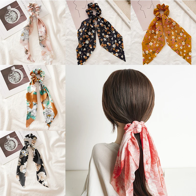 

Women Striped Hair Ring Rope Cute Bow knot Scrunchies Ponytail Holder Hair Tie Tie dye Hair Scrunchies