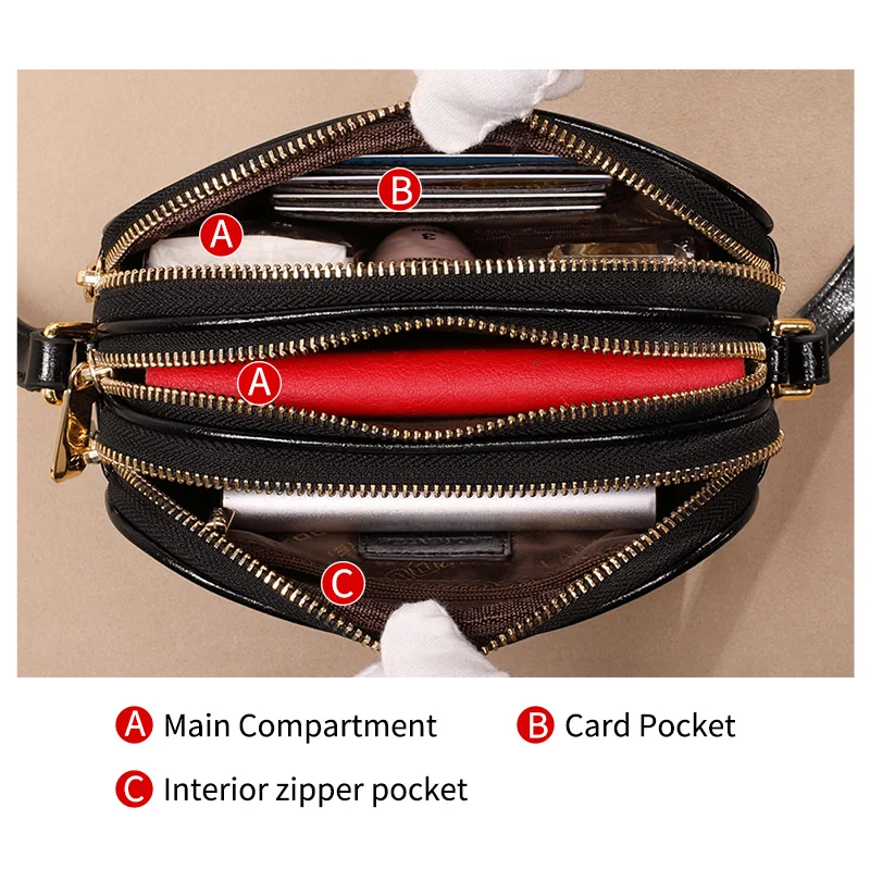 Женская сумка-Кроссбоди LAORENTOU черная многофункциональная вместительная