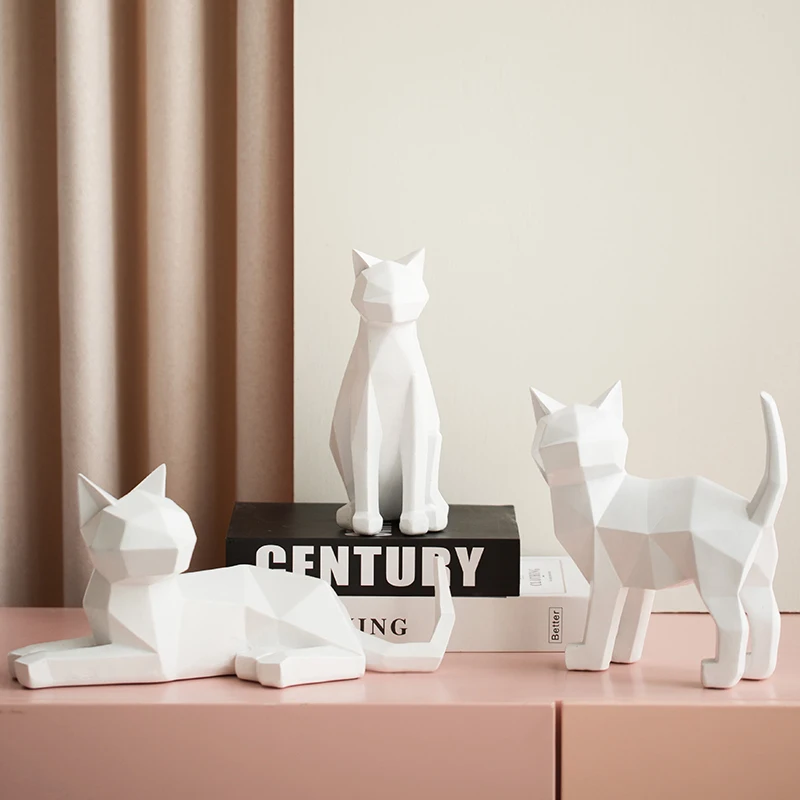 Скандинавское украшение в виде животных Белый Кот геометрические оригами