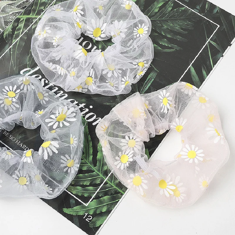 Новинка 2020 Прозрачные резинки из органзы винтажные Цветочные для волос