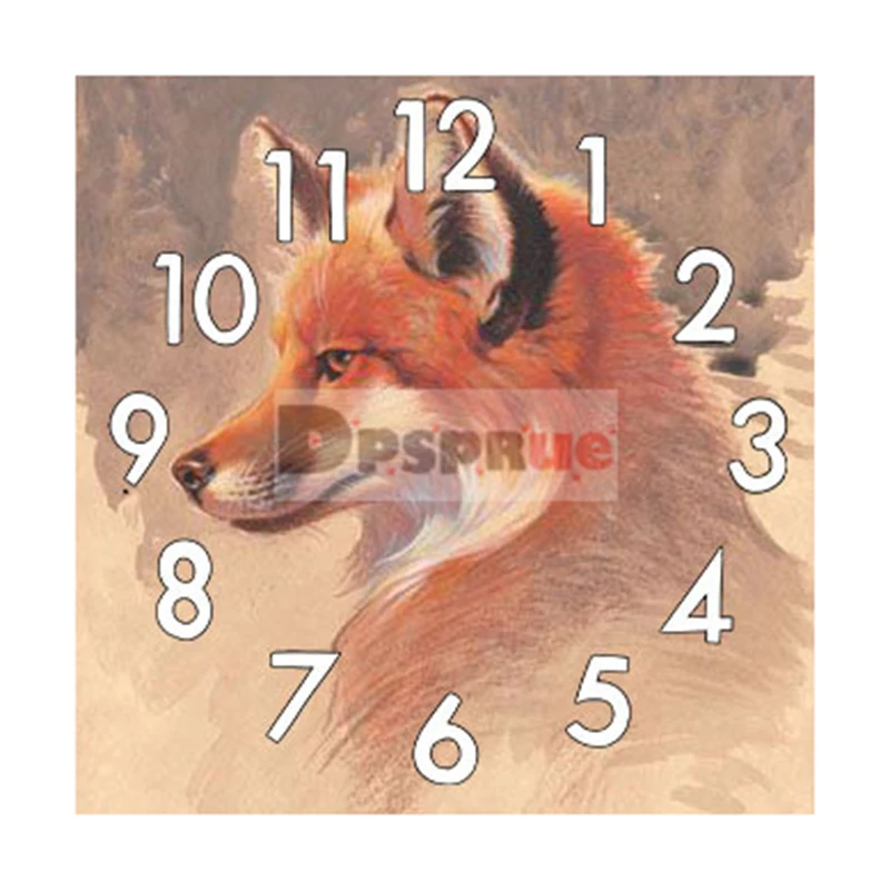 

Dpsprue 5D Diamond Painting Kit With Clock Cross stitch Full Square Round Diamond Embroidery Mosaic Animal Fox Home Gift