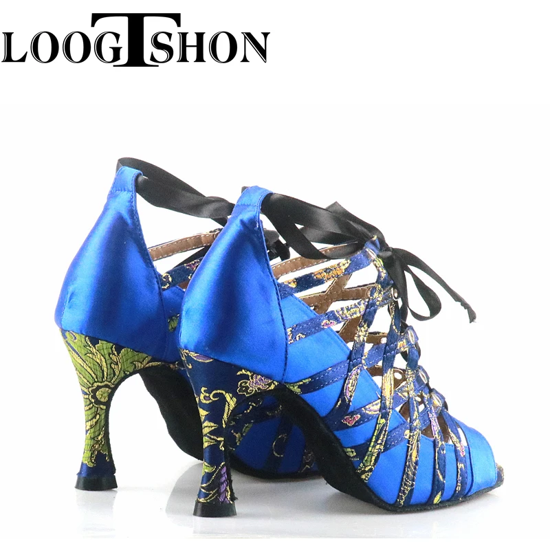 Loogtshon Dance Shoes for Women Ballroom Latin shoes Ladies Modern Tango Dancing Performance Shoes Salsa Sandals 7.5CM Heel
