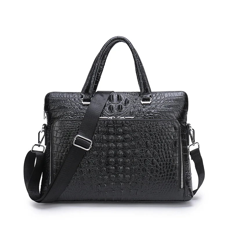 New Luxury Alligator Cow Genuine Leather Business Men's Briefcase Male Briefcase Shoulder Bag Men Messenger Laptop Computer Bag