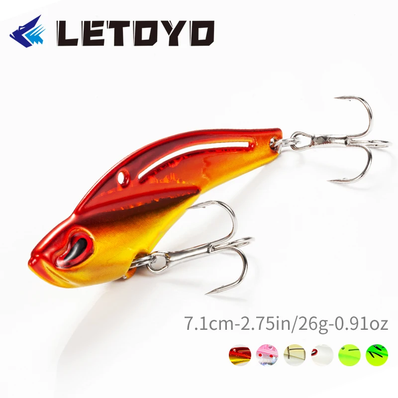 

LETOYO New VIB Fishing Lure 26g 71mm Spinner Jig Hard Vib Bait Sinking Vibration for Sea Bass Pike Perch Tackle 6 colors
