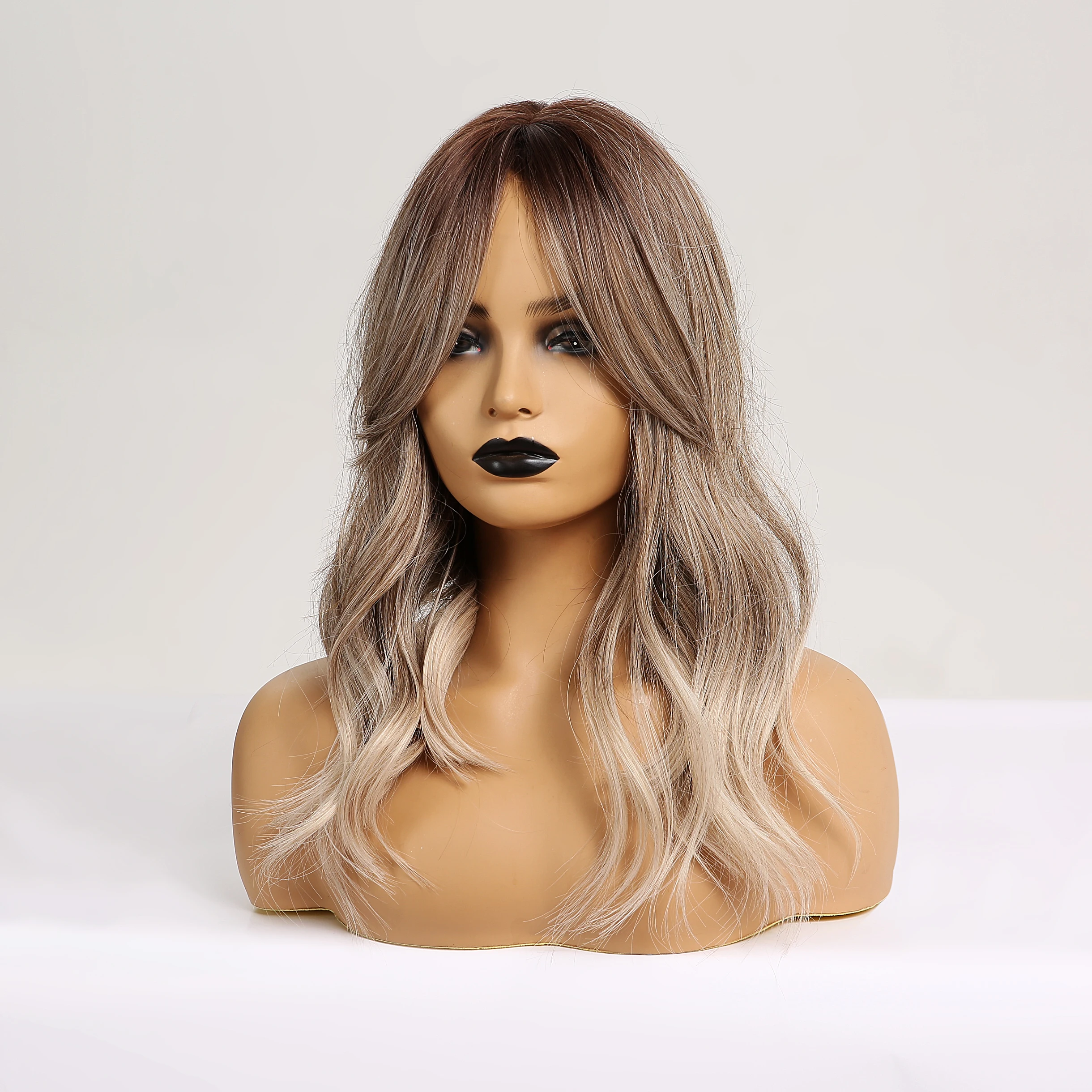 EASIHAIR парики средней длины с челкой Ombre коричневые светлые синтетические для