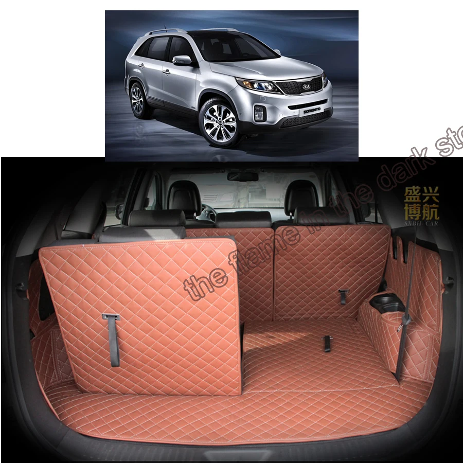 Lsrtw2017 для kia sorento роскошный кожаный коврик багажника автомобиля груза 2009 2010 2011 2012