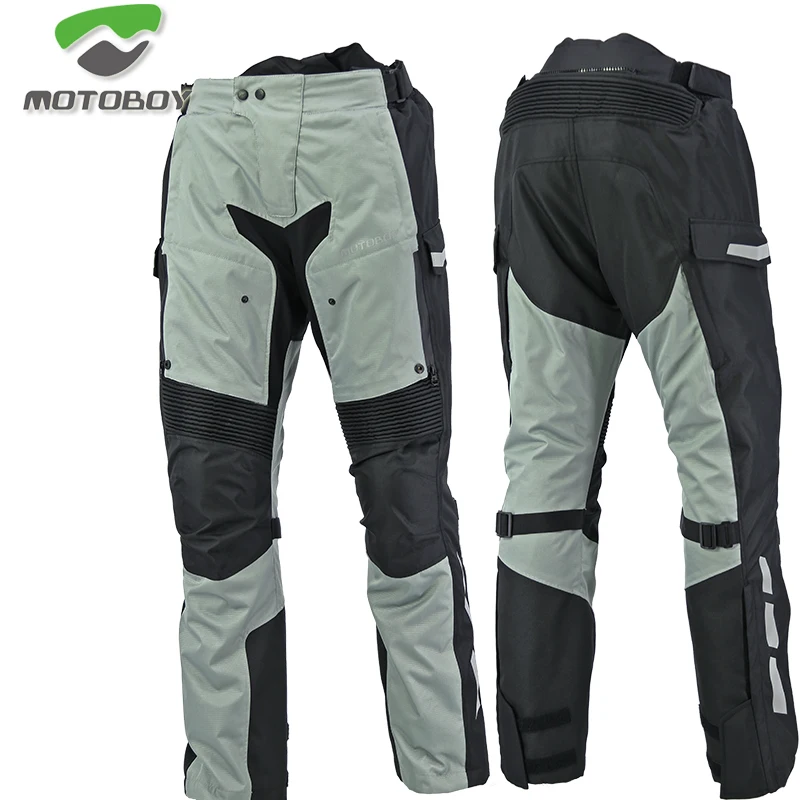 Motoboy Мотоцикл Велосипед полиэстер 600D Оксфорд для верховой езды Touring 3 Слои Водонепроницаемый теплая куртка и штаны, спортивный костюм 4 сезонов CE протекторы - Цвет: Gery