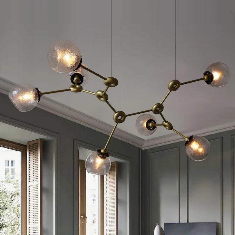 

Современная минималистская светодиодная люстра, творческая личность, столовая, столовая, спальня, стеклянная люстра