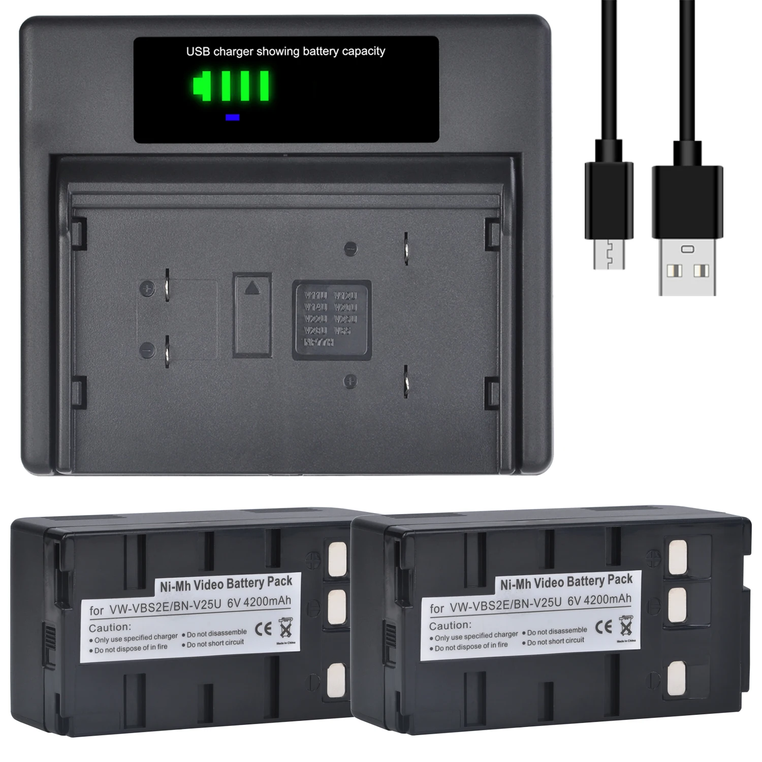 6V 4200 мА/ч BN-V25U VW-VBS2E Батарея и USB Зарядное устройство для JVC BN-V22U BN-V24U Panasonic PV-BP15 NV-3CCD1