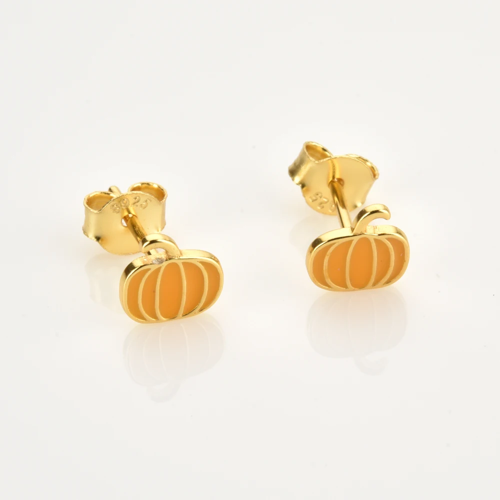 ANDYWEN 925 Sterling Silver Gold Low Price Mushroom Pumpkin Maple Leaf Apple Stud Earring Piercing Clips Clearance Sales | Украшения и