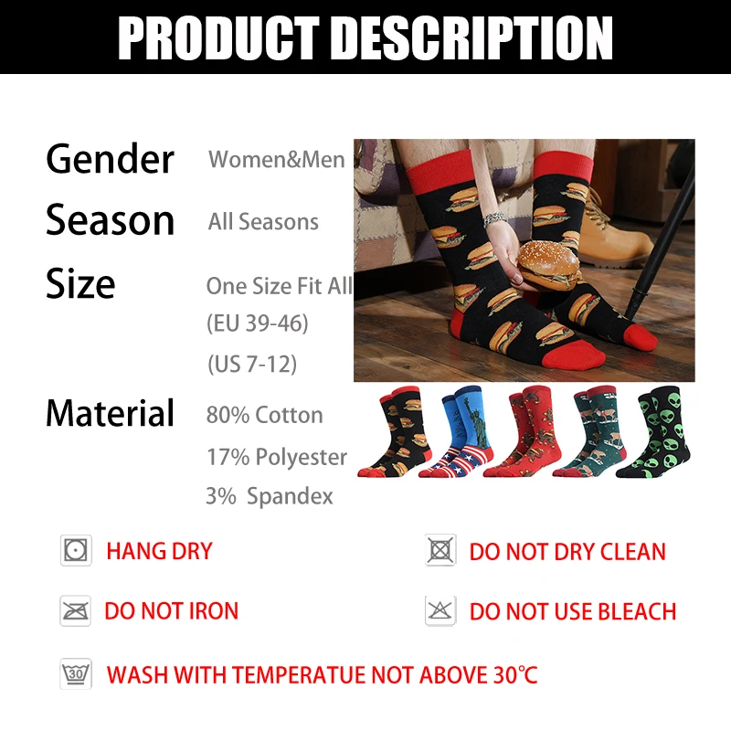 

1 pair Hot Sale Classic Autumn Winter Retro Men Socks Personality Art Van Gogh Mural World Famous Painting Men's Sock Oil Socks