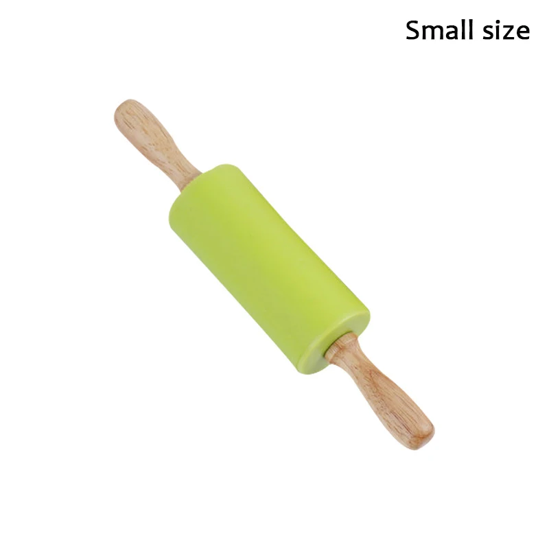 22cm green Силиконовые скалки, деревянные руки скалка для торта, deegroller, помадка ролик, тесто ролик, patisserie outils аксессуары - Цвет: 22cm green