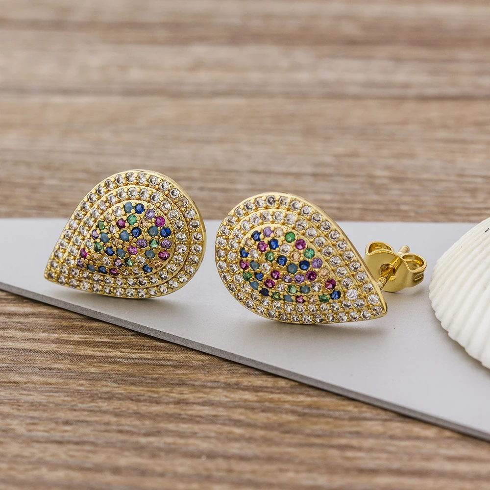 Лидер продаж серьги Радуга с сердцем высокое качество Медь CZ красочный Циркон