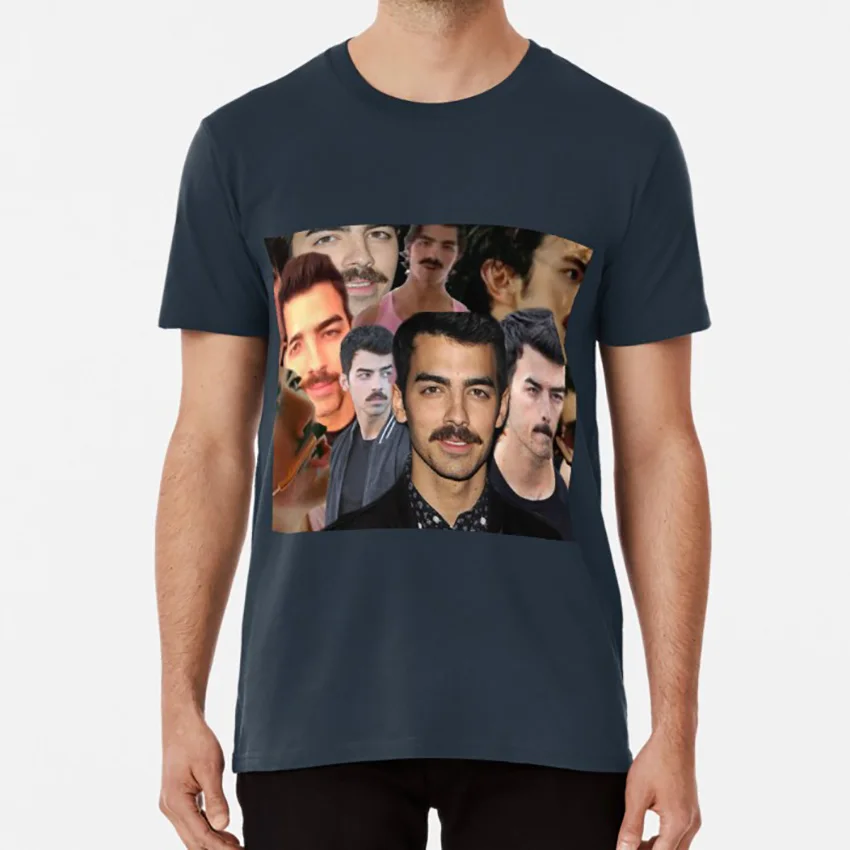 Joe Jonas/футболка с усами joe jonas brothers dnce Усы nick kevin | Мужская одежда