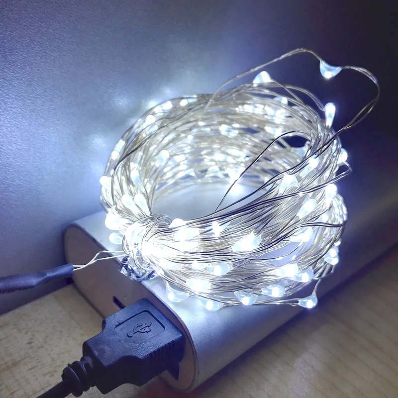 Рождественский USB Сказочный ночной Светильник 5 м 10 гирлянда серебристый медный