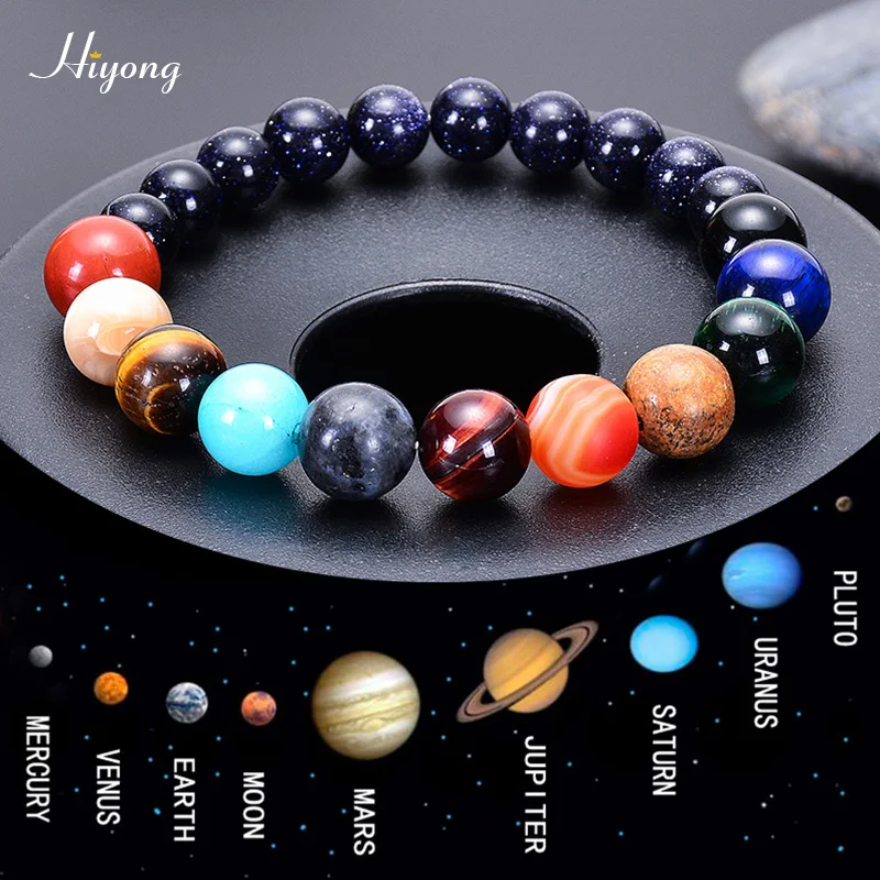 

HIYONG Eight Planets Bead Bracelet for Men Women Natural Stone Beaded Bracelet Universe Galaxy Solar System Planets Bracelets