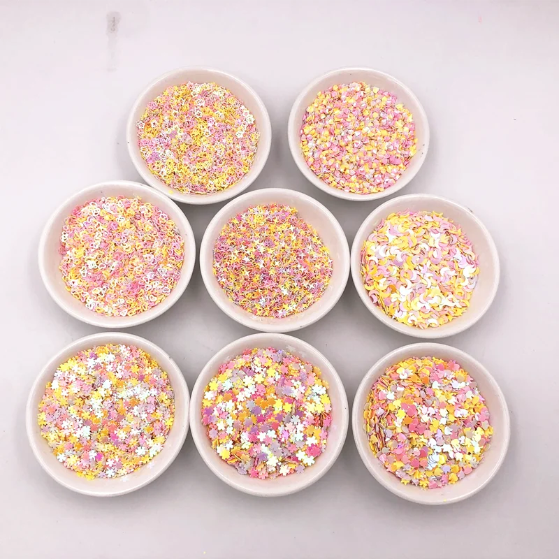 

10g 2-4mm Various Shapes Pink Yellow Mix PVC Sequins For Wedding Sewing Paillette Handcraft Decoration DIY Accessory Lentejuelas