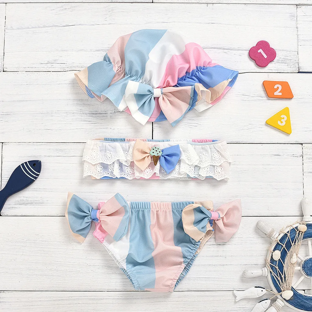 Летний комплект одежды из трех предметов для новорожденных девочек без рукавов в