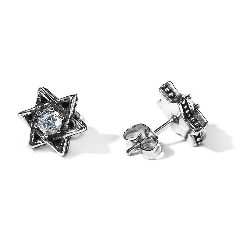 Мужские серьги-гвоздики из нержавеющей стали 10 мм винтажная звезда давида с