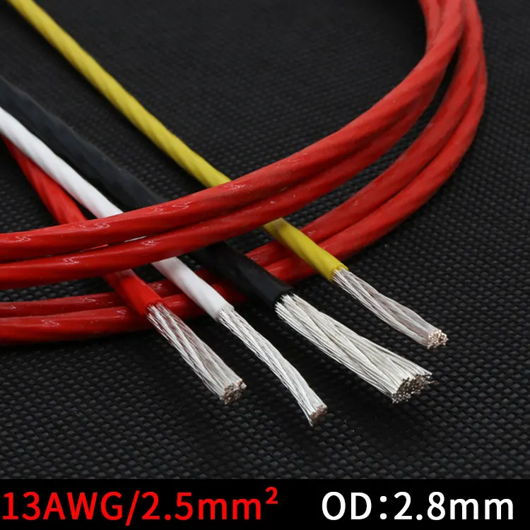 

13AWG PTFE Silver Plated Wire OD 2.80mm Insulated High Temperature Soft Electron Cable OFC Copper DIY Headphone Single Line