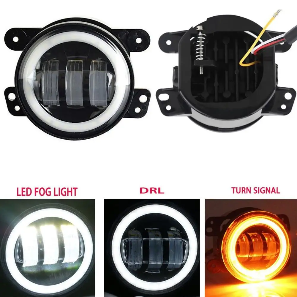 

For Jeep Wrangler JK Pair 7Inch Round H4 LED Headlamp H13 LED Headlights + 2X 4" LED Fog Light for Hummer H1 H2